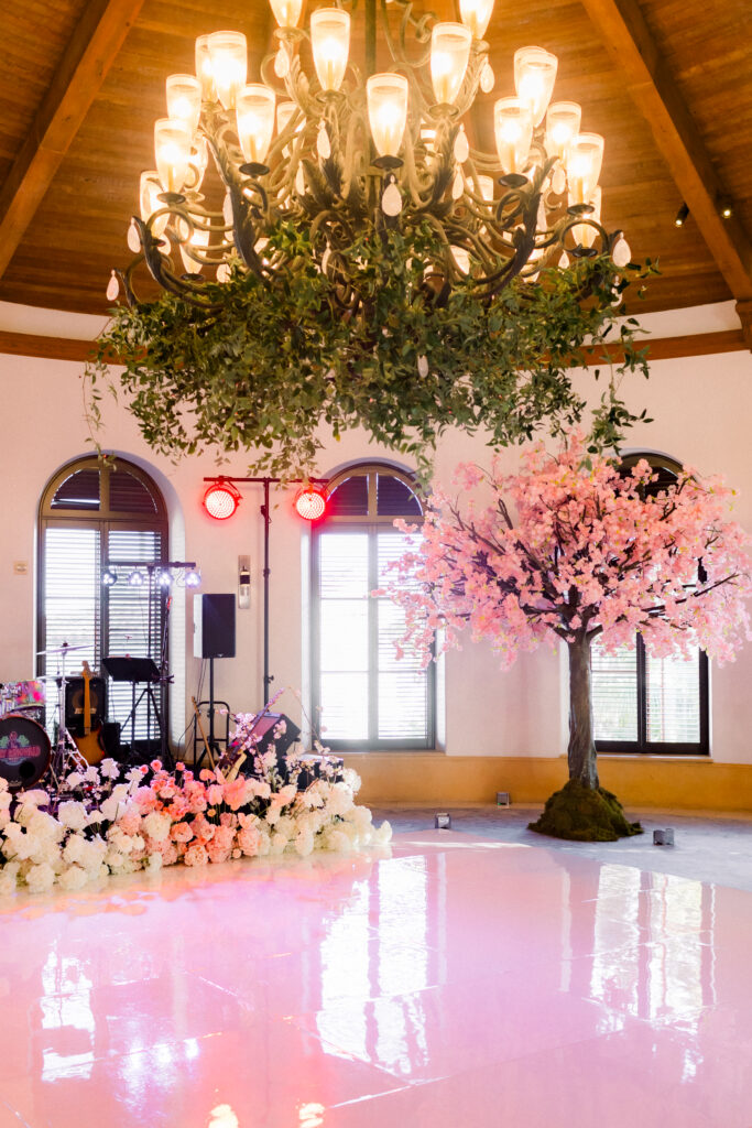 Cherry blossom tree in the Rotunda room at a Bacara wedding