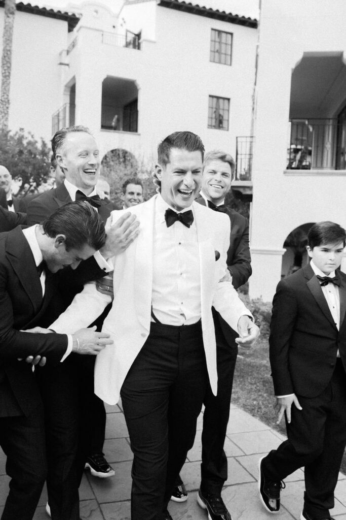 Groom and groomsmen at the Bacara 