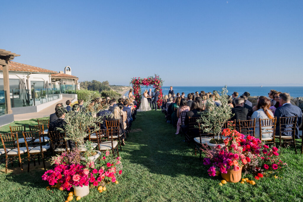 Wedding ceremony at the upper bluff at the Bacara Santa Barbara